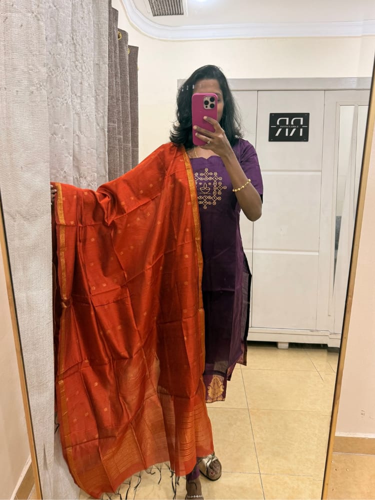 Purple Majesty with orange Dupatta set