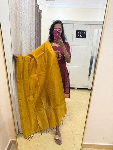 Maroon Majesty – Mustard Gold Dupatta Set