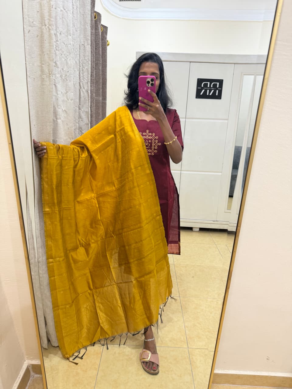 Maroon Majesty – Mustard Gold Dupatta Set