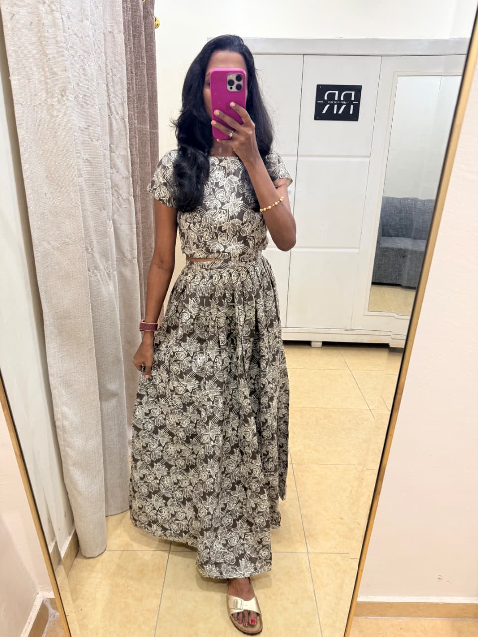Olive Serenity Floral Top & Skirt Set