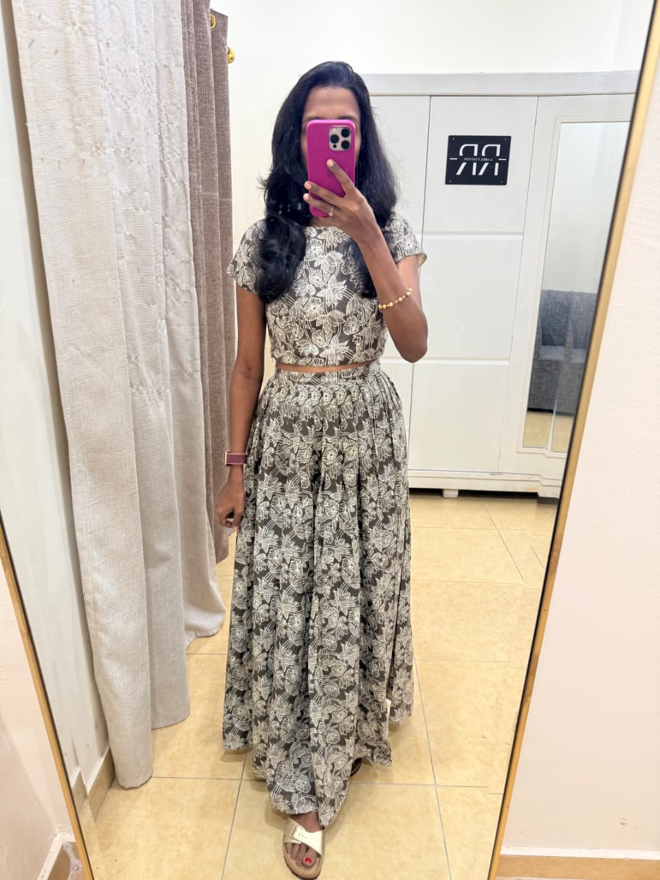 Olive Serenity Floral Top & Skirt Set