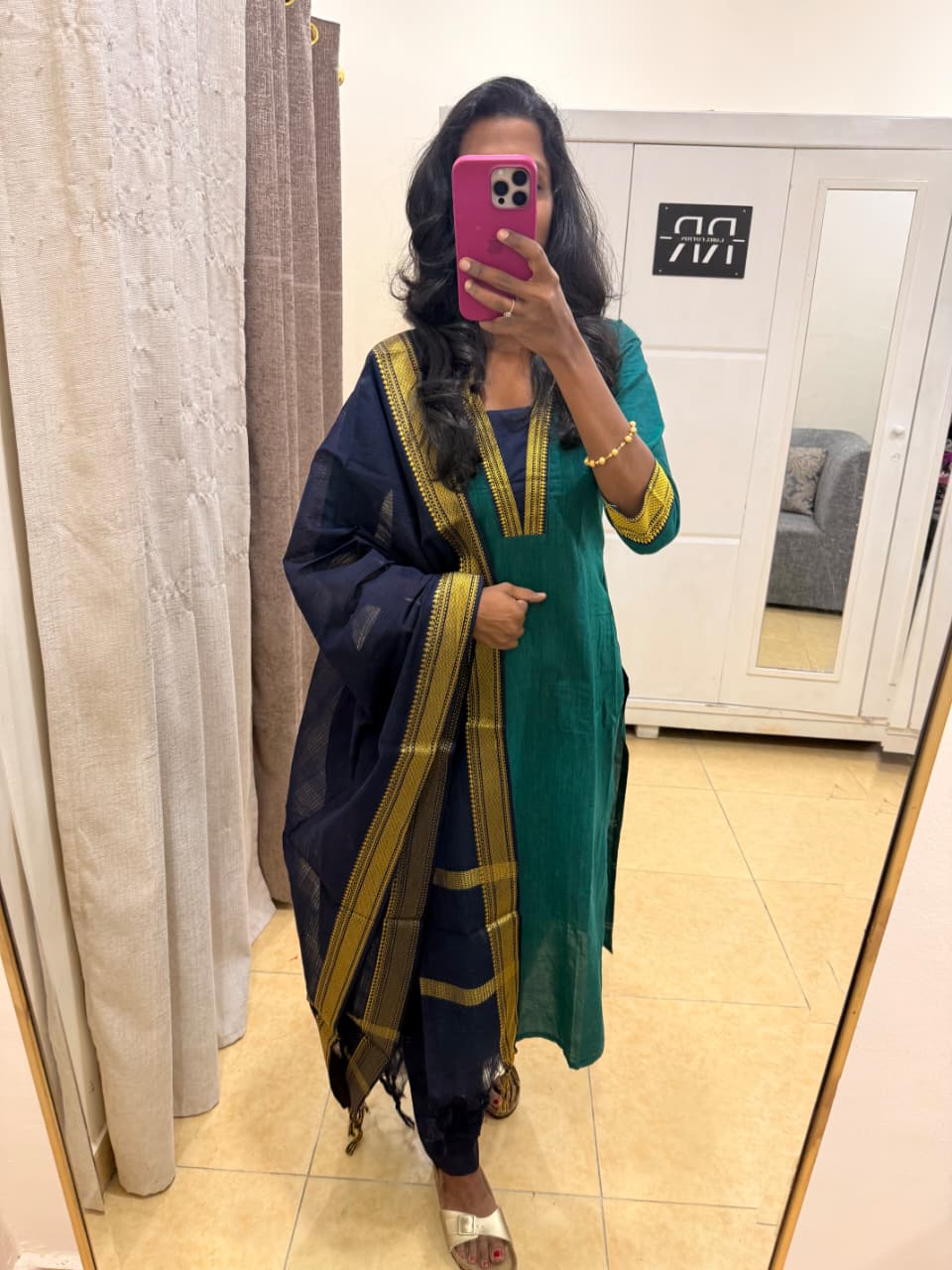 Emerald Noir – Teal & Navy Kurta Pant Dupatta Set