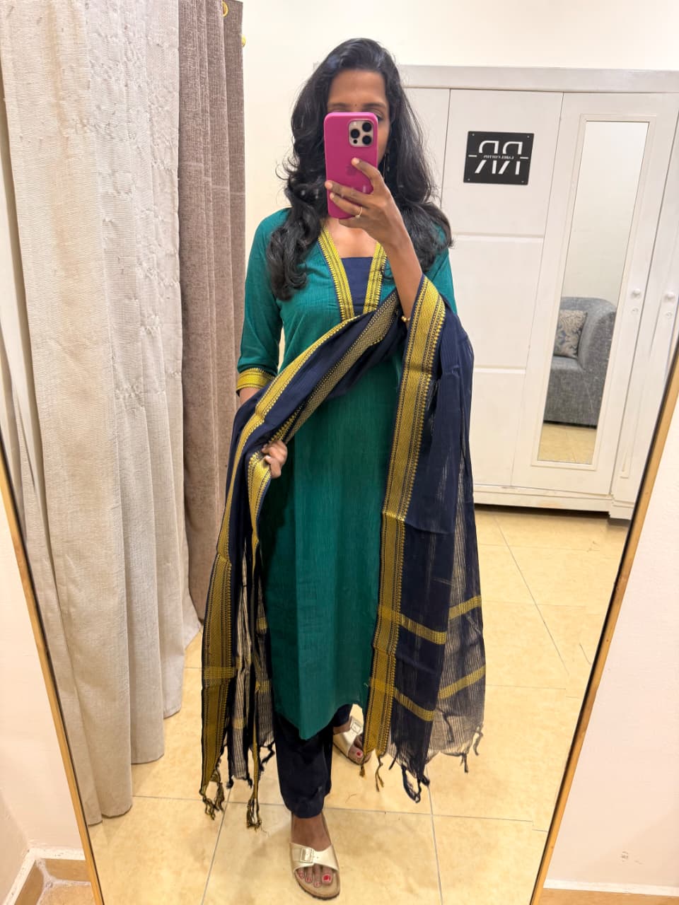 Emerald Noir – Teal & Navy Kurta Pant Dupatta Set