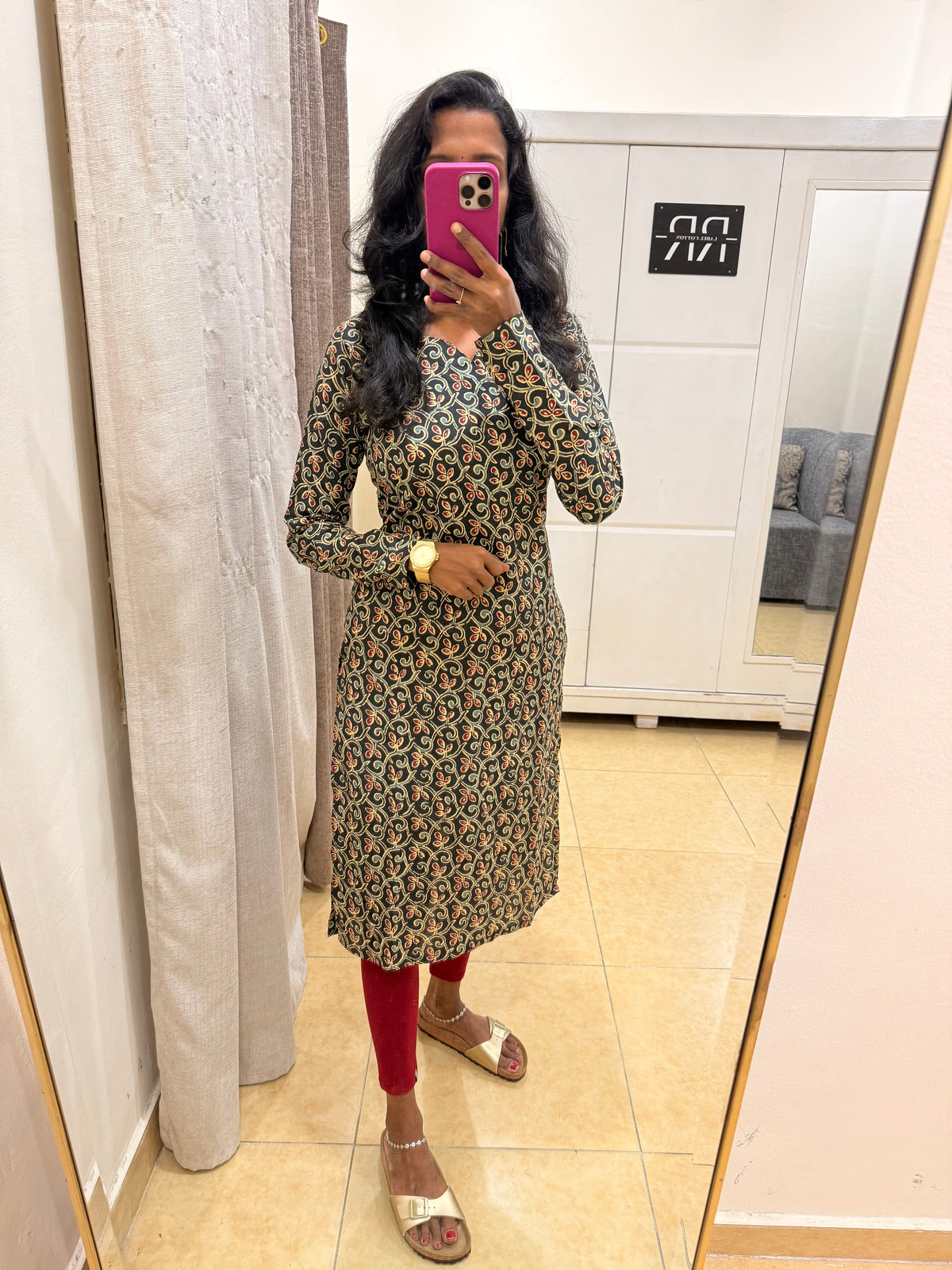 Kalamkari charm– Black and beige Kurta with full sleeves