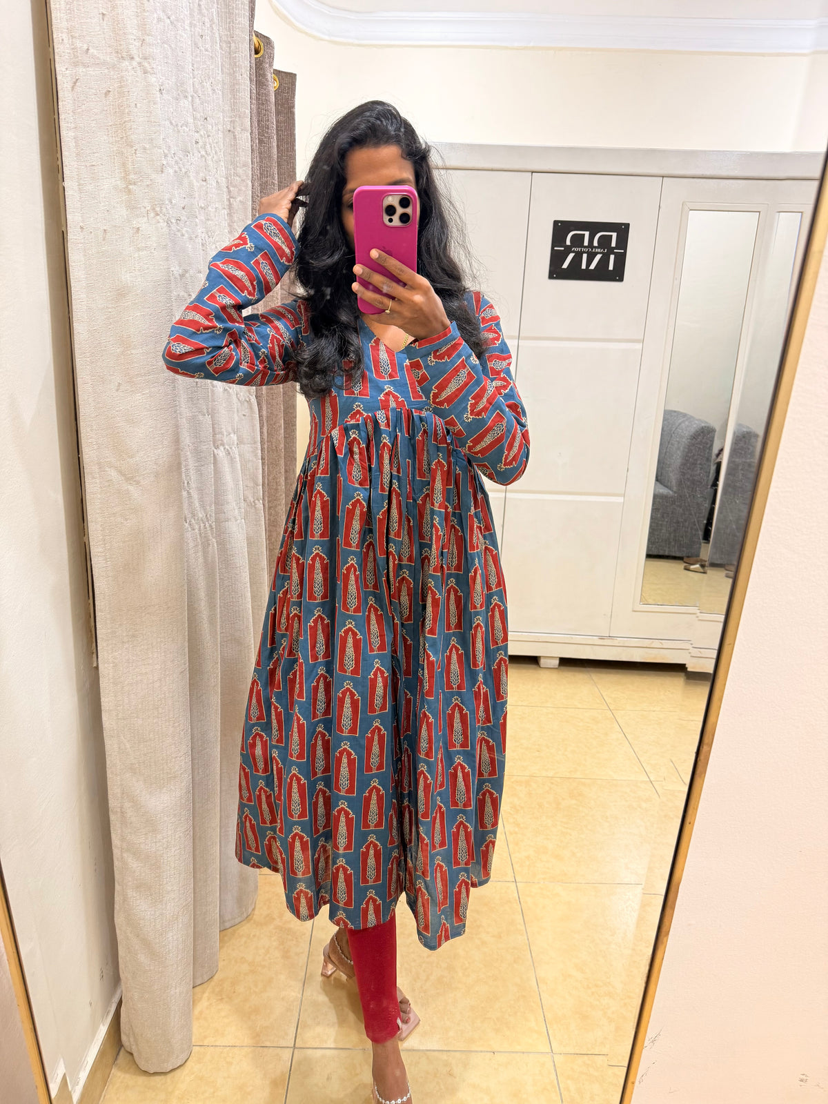 The Crimson Muse – Cotton Aline Kurta with full sleeves