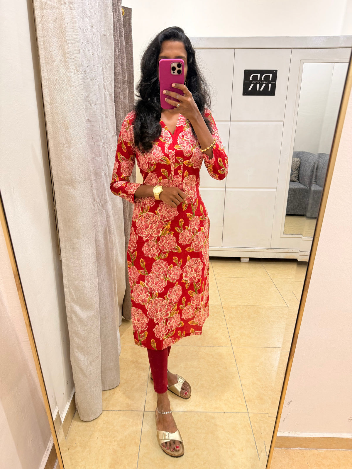Ruby Blossom – Red Floral Kurta
