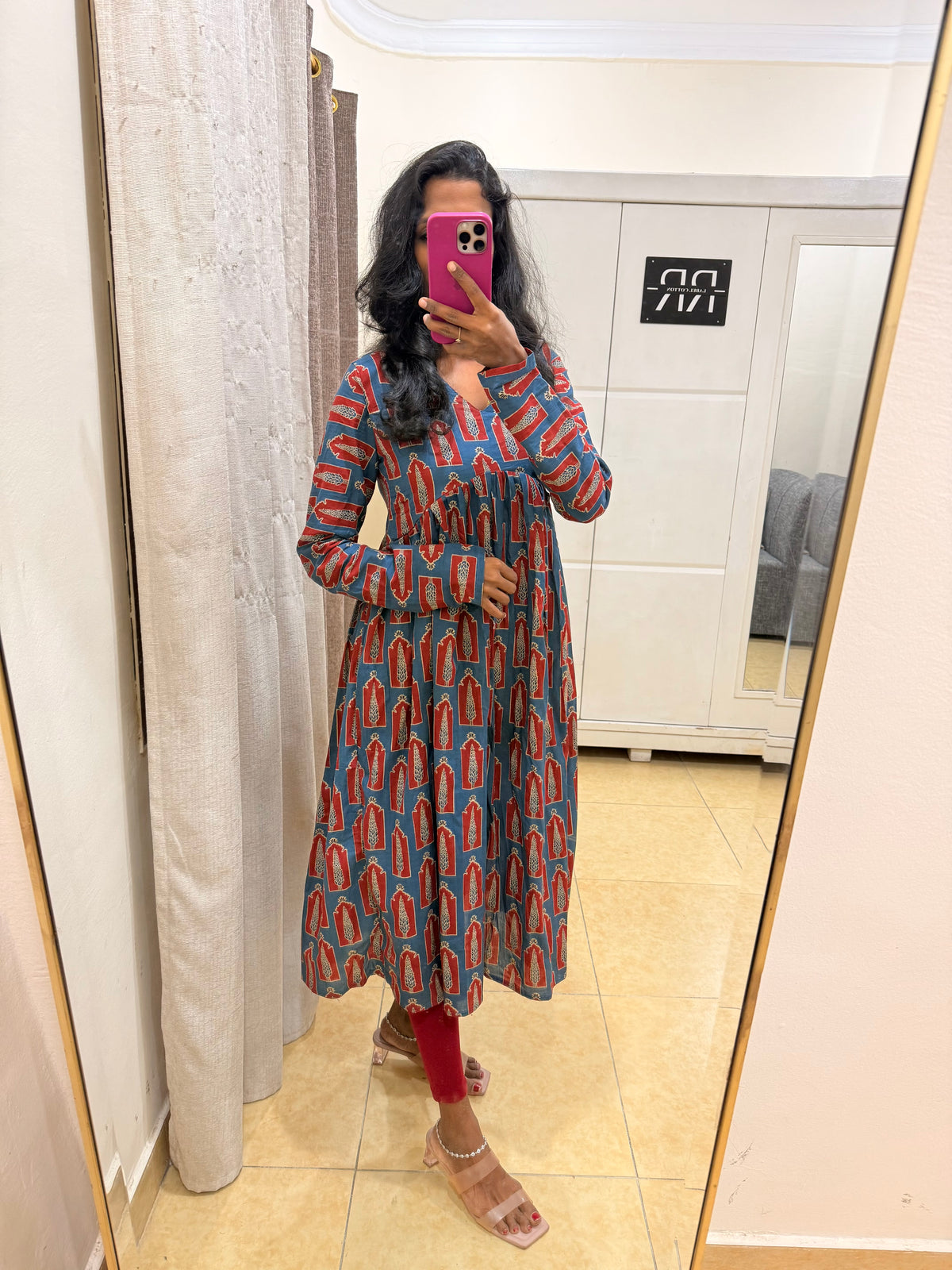 The Crimson Muse – Cotton Aline Kurta with full sleeves