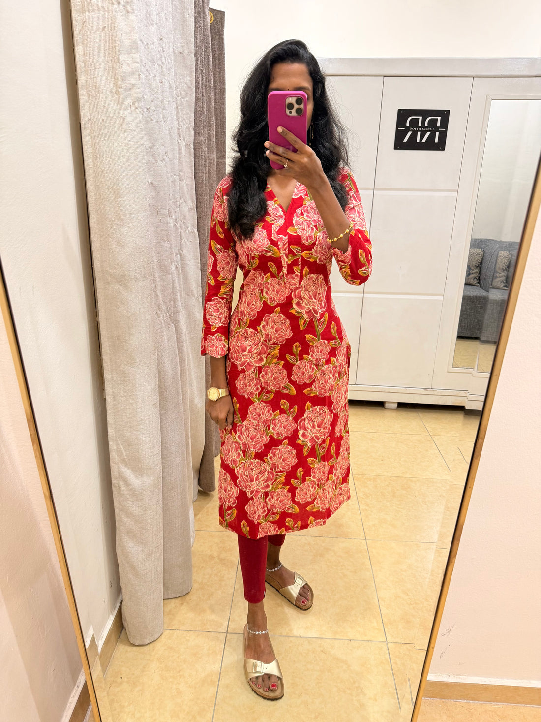 Ruby Blossom – Red Floral Kurta