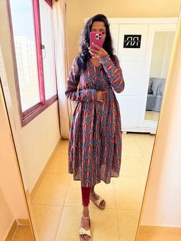 The Crimson Muse – Cotton Aline Kurta with full sleeves